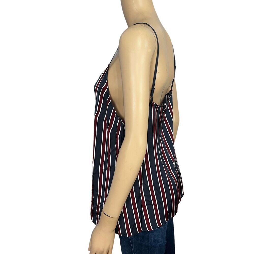 Frame Striped Camisole Tank Top Satin V Neck - Picture 3 of 6